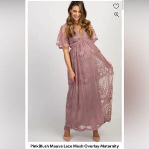Pink Blush Maternity mauve lace dress size L